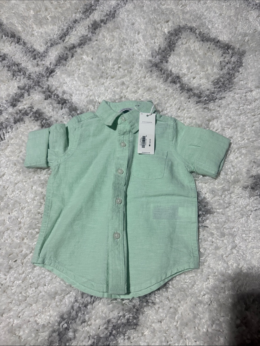 Janie and Jack Toddler Mint long-Sleeve Button-Up Shirt Msrp $42 nwt